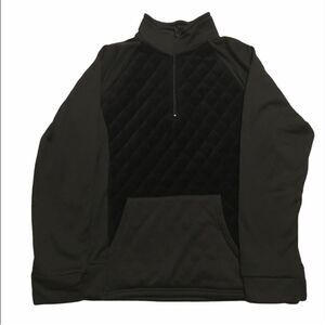 Black Quilted Pullover Sweatshirt